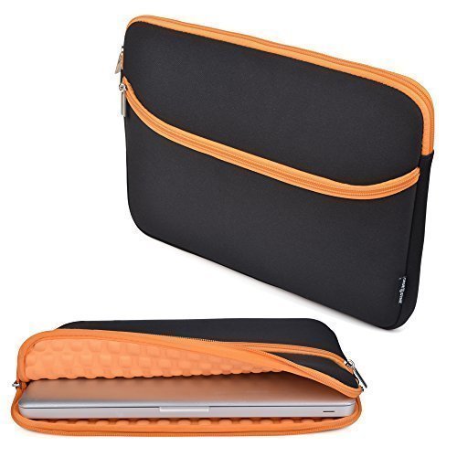 Case Star ® 13 13.3 Inch Neoprene Laptop Sleeve Case Bag with Anti Shock EVA Foam Shock Resistant Padding Inside for Apple Macbook Pro 13.3 Inch with / without Retina Display and 13.3 Toshiba Chromebook (Black / Orange)