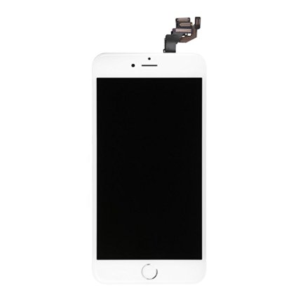 Repair Cracked iPhone 6 Plus 5.5 inch LCD Display Screen Touch Digitizer Full Assembly Replacement with Home Button Front Facing Camera Ear Speaker Free Repair Tools Full Installation Manual, White