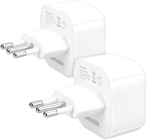 kwmobile 2 Adaptadores de Viaje Italia Tipo L - 2X Adaptador Enchufe schuko - Conector para Siria Cuba Etiopía - Conectores de enchufes en Blanco