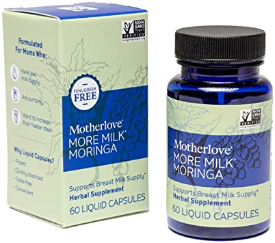 Motherlove More Milk Moringa (60 caps) Fenugreek-Free Herbal Galactagogue Breastfeeding Supplement to Support Nursing & Pumping Moms’ Milk Supply