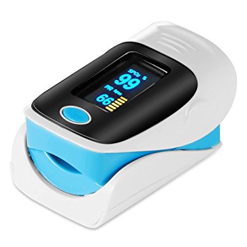 Finger Pulse Oximeter Portable Heart Rate Monitor Spo2 Blood Oxygen Saturation with Four Adjustable OLED Display Directions, Low Battery Indicator, Automatic Power Off, One Button Operation( battery included)