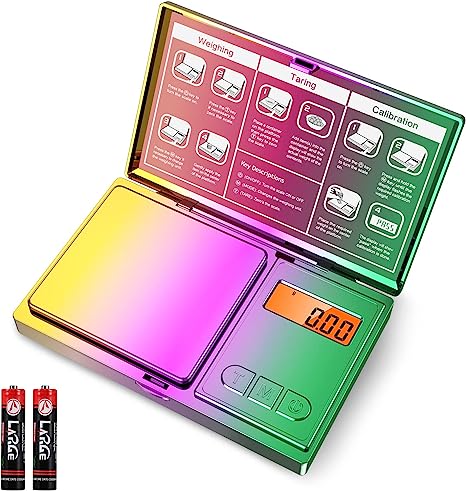 Newest AMIR 200g/0.01g Digital Pocket Scale, Mini Gram Scale with Cal Weight, High-Precision Portable Travel Food Scale, Multifunctional Kitchen Scale, Tare Digital Scale, Batteries Included