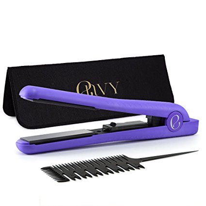ENVY PROFESSIONAL THE BEST 1.25" CERAMIC IONIC FLAT IRON HAIR STRAIGHTENER Fast Heating Time   Free Professional Comb WORLDWIDE DUAL VOLTAGE 110v - 220v (PURPLE)