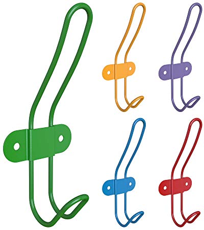 Tibres - Kids Wall Coat Hooks for Girls and Boys for Jackets Clothes Backpacks Robes and Towels - Children Colorful Wall Mounted Hanger Hooks Rack for Use in Nursery Bedroom and Bathroom - Set of 5