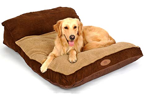 PLS Birdsong Siesta Deep Dish Dog Bed Brown, for Large Dogs, Removable Covers, Easy Clean, Extra Thick