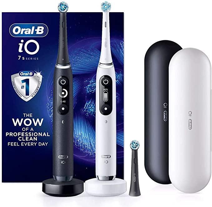 Oral-B iO Series 7s Rechargeable Toothbrush with 2 Handles, 2 Chargers, 3 Brush Heads and 2 Deluxe Travel Cases