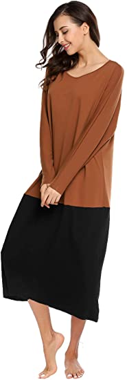 Zeagoo Sleepwear Women's Casual Nightshirt Long Sleeve Long Nightgown