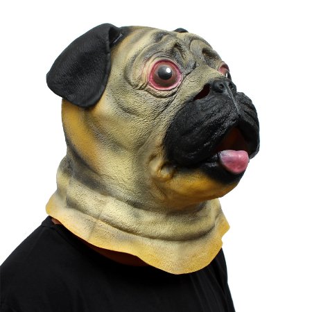 CreepyParty Deluxe Novelty Halloween Costume Party Latex Animal Head Mask Pug Dog