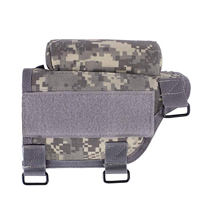 Tactical Buttstock Cheek Holder with Zippered Utility Pouch and Ammo Carrier for Refiles