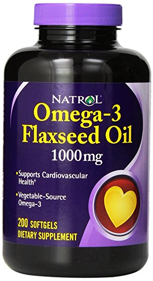 Natrol Omega-3 1000mg Flax Seed Oil Softgels, 200-Count