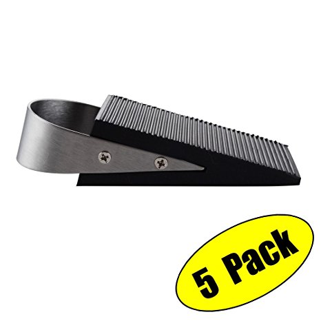 KES Door Wedge Non-Skid Rubber Office Home Door Stop with Metal Handle 5 Pack, HDS500-2-P5