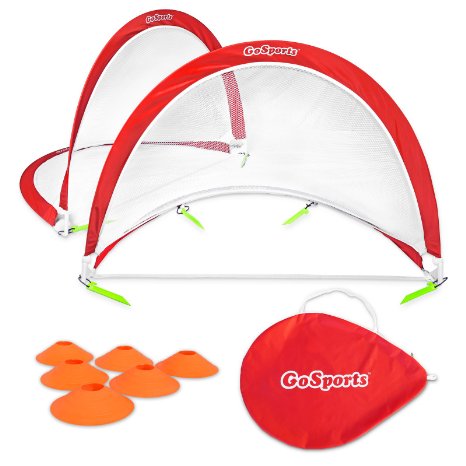 GoSports Portable Pop-Up Soccer Goals, Set of 2, With Cones and Case (Choose from 2.5', 4' and 6' sizes)