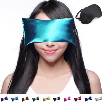 Hot Cold Lavender Eye Pillow with Free Eye Mask for Sleep, Yoga, Migraine Headaches, Stress Relief. By Happy Wraps - Aqua