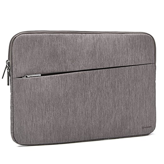 15.6 inch Laptop Sleeve, Evecase Water Repellent Shockproof Portable Carrying Sleeve Protective Case Bag with Accessory Pocket for 15-15.6 Inch MacBook Pro, Notebook Ultrabook - Warm Gray