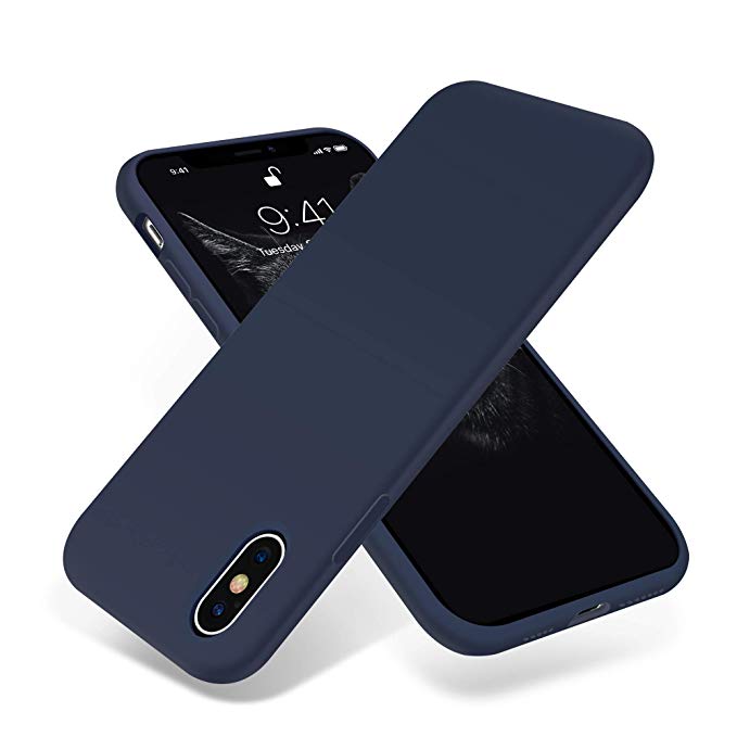 for iPhone Xs Max Case,OTOFLY[Silky and Soft Touch Series] Premium Soft Silicone Rubber Full-Body Protective Bumper Case Compatible with Apple iPhone Xs Max 6.5 inch - (Midnight Blue)