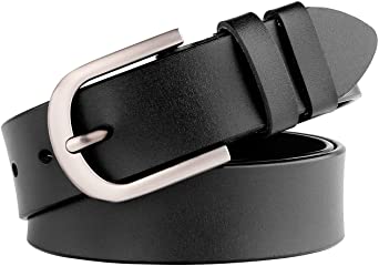 Women Leather Belt for Jeans Pants Dresses Black Ladies Waist Belt with Pin Buckle by WHIPPY