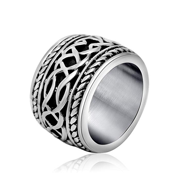 MASOP Cool Men's Titanium Stainless Steel Cross Retro Style Sovereign Ring