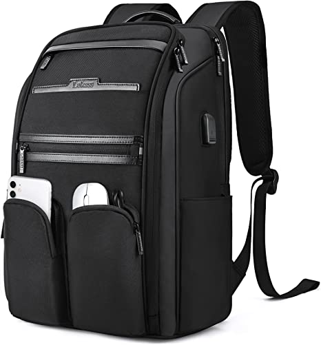 Laptop Backpack for Men & Women, Black Work Computer Backpack Fit up to 17.3 Inch Laptop with USB Charging Port Waterproof Backpacks Business Travel Back Pack College School Bookbag for Students
