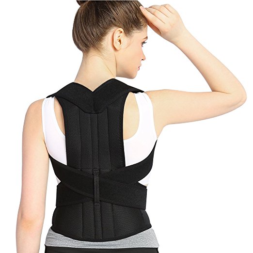Posture Corrector Back Brace Support Belts for Upper Back Pain Relief, Adjustable Size with Waist Support Wide Straps Comfortable for Men Women (2 =Waist 40" - 52")
