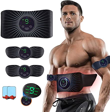 Moonssy Muscle stimulator,ABS trainer,workout equipment for home workouts,Ab Toner EMS Portable,Abdominal Trainer,Abdominal Muscle Toner Fitness Training Gear with LCD Display for Men/Wome