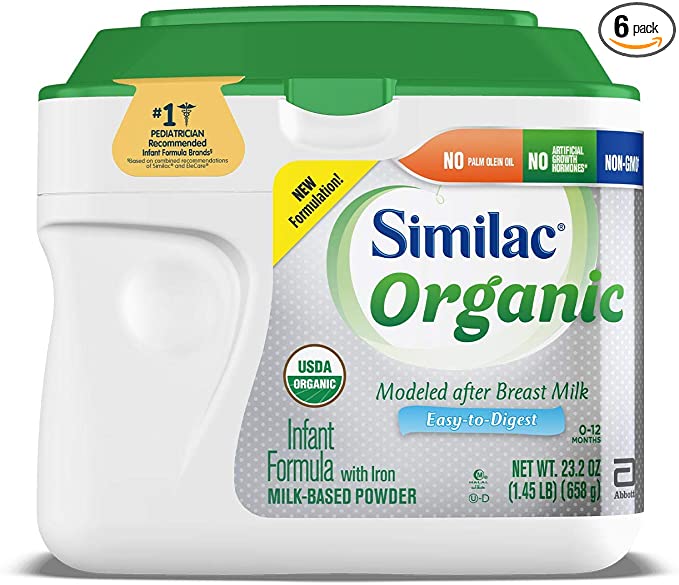 Similac Organic Infant Formula with Iron, Powder, 1.45 lb (Pack of 6)