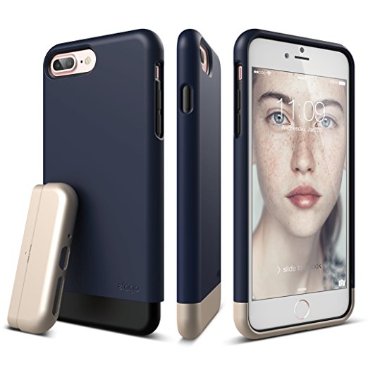 elago iPhone 7 Plus Case [Glide][Jean Indigo / Champagne Gold] - [Multi-Option Case][Military Drop Test Certified][Sophisticated Shock Absorption] - for iPhone 7 Plus