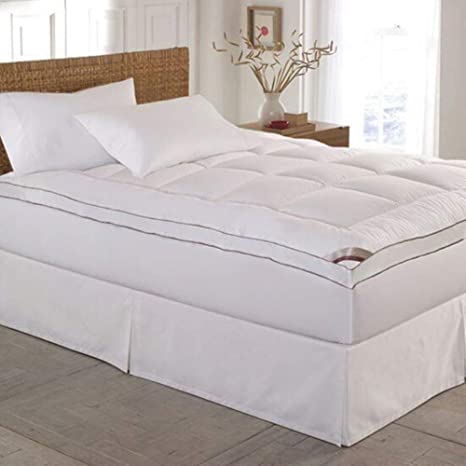 kathy ireland Home Essentials 233 Thread Count Cotton Fiber Mattress Pad, Queen, White