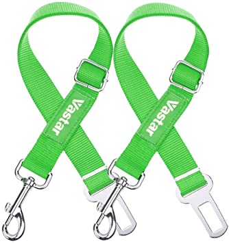 Vastar 2 Packs Adjustable Pet Dog Cat Car Seat Belt Safety Leads Vehicle Seatbelt Harness, Fluorescence Green