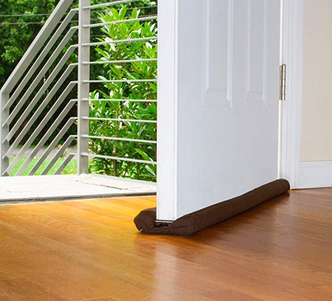 Clothink Double Door Draft Stopper Adjustable 32 to 38 Inches, Draft Guard for Interior, Sound Proof Reduce Noise Keeping Warm in and Cold Out, Heavy Duty Efficient Door Sweep