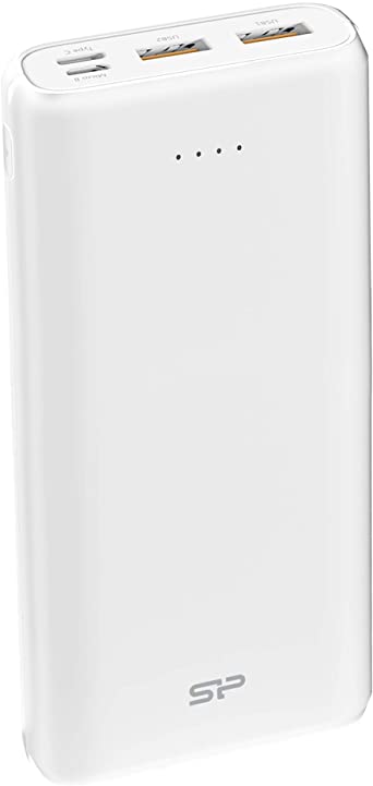 Silicon Power USB C Power Bank 20000mAh, Portable Charger with Quick Charge 3.0, Battery Pack Compatible with Nintendo Switch, iPhone 11/Xs/XS Max/XR, iPad Pro 2018, Samsung, C20QC, White