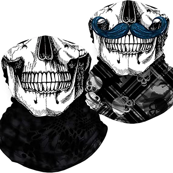 Neck Gaiter Skull Face Mask Bandana Shield for Half Face Rave Mask Men Women