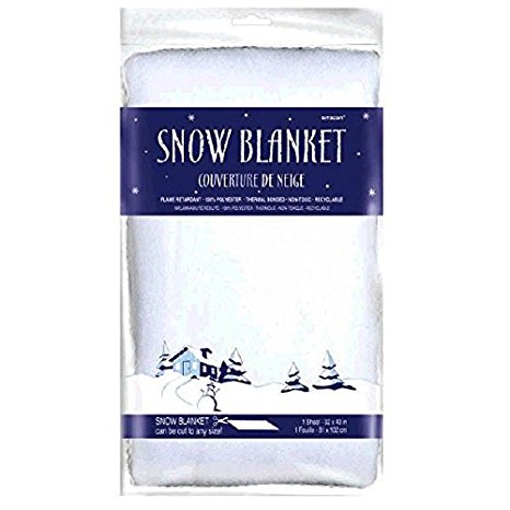 Amscan Winter Wonderland Christmas Party Snow Blanket (1 Piece), White, 40" x 32"