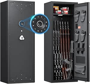 [ 2024 Update ]KAER 10-12 Gun Safe,Gun safes for Home Rifle and Pistols, Large Gun Safes for home and Shotgun, Quick Access Gun Safes for Rifles and Shotguns with Adjustable Pistol Rack