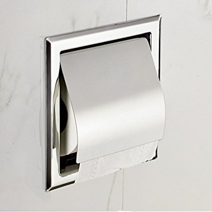 Recessed Paper Holder for Bathroom Storage, Stainless Steel, Polished Chrome