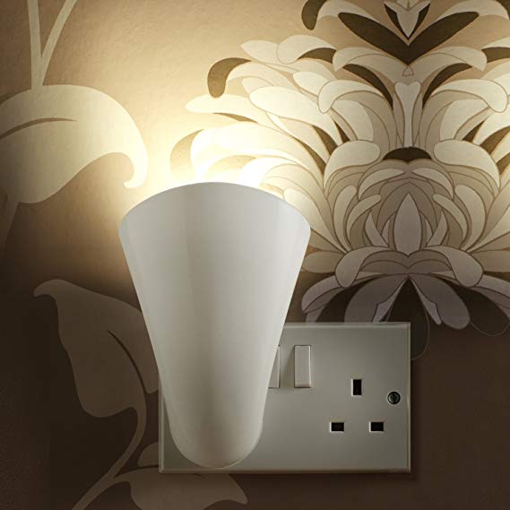 Auraglow Plugin GU10 Spotlight Uplighter Wall Wash Light Plug Socket Uplight Lamp with Warm White LED Bulb