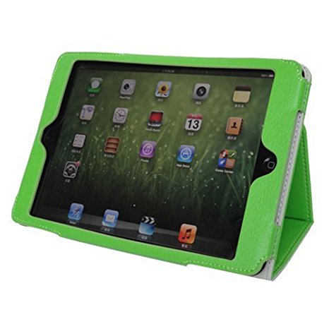 ProCase (TM) ipad mini case Slim Leather Folio Case for Apple iPad mini 7.9 inch Tablet, built-in Flip Stand, elastic hand strap and stylus loop, w/ sleep / wake feature (Green)