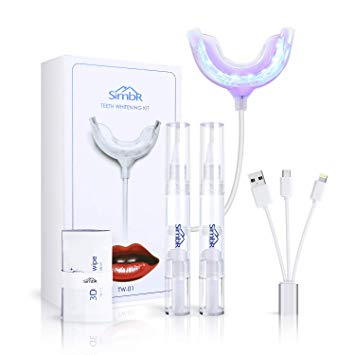 SIMBR Teeth Whitening Kit, 16X LED Professional Light for Whiter Teeth, 35% Carbamide Peroxide, (2) Smart Teeth Whitening Pens, Effectively Whiten in 10 Minutes without Sensitive at Home(white)