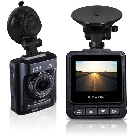 AUSDOM HD Dash Cam A261 Car DVR with GPS 2 Inch View Screen-Auto Car Dash Camera Vehicle Camcorder Type Car Black Box with G-Sensor for Auto-Recording