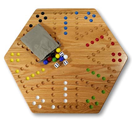 AmishToyBox.com Oak-Wood Hand-Painted Double-Sided Wooden Aggravation Game Board, 20" Wide