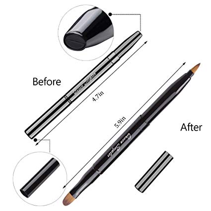 Retractable Lip Brush Concealer Makeup Dual End Travel Size Lipstick Brush With Cap