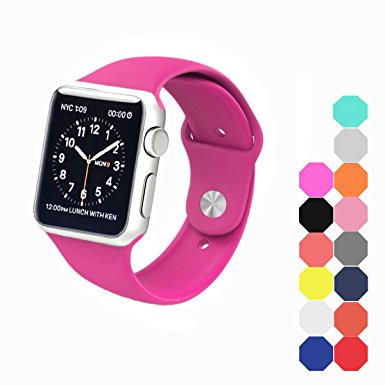 Apple watch band 42mm,XIYA Soft Silicone Replacement Sport style for Apple Watch Models,38mm/42mm (Barbie pink 42mm)