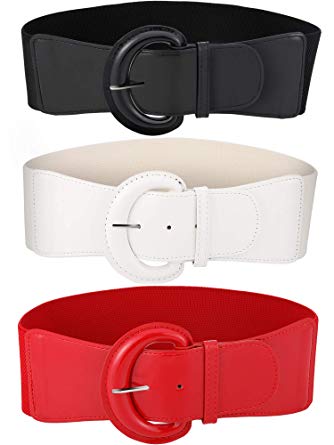 3 Pieces Women Skinny Waist Belt Thin Stretchy Bow Belt for Dress, 3 Colors