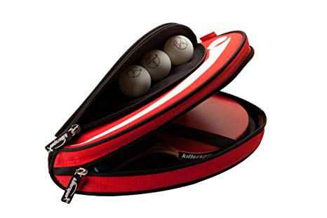 Killerspin Barracuda Ping Pong Bat Carry Case| Padded Table Tennis Bat Cover| Reinforced Padded Polyester Bag for 2 Ping Pong Bats, Side Accessory Pocket for Balls| Protective Zipper Enclosure