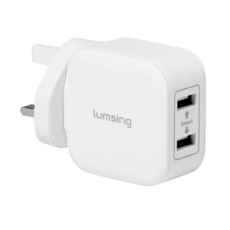Lumsing 12W 2-Port 5V 2.4A USB Wall Charger Hub Power Adapter for iPhone 6S Plus 6S 6 iPad Samsung Galaxy S6 Edge S5 HTC LG BT headset and more (White) ¡­