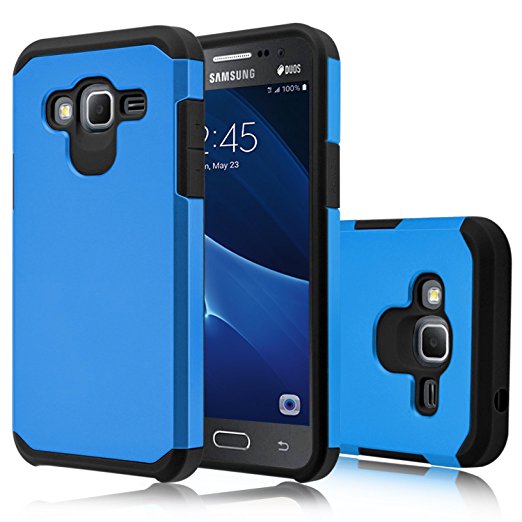 Galaxy J3 V Case, Galaxy J3 Case (2016), Venoro [Shockproof] Armor Hybrid Defender Rugged Protective Case Cover For Samsung Galaxy J3 / Express Prime / Amp Prime (Blue)
