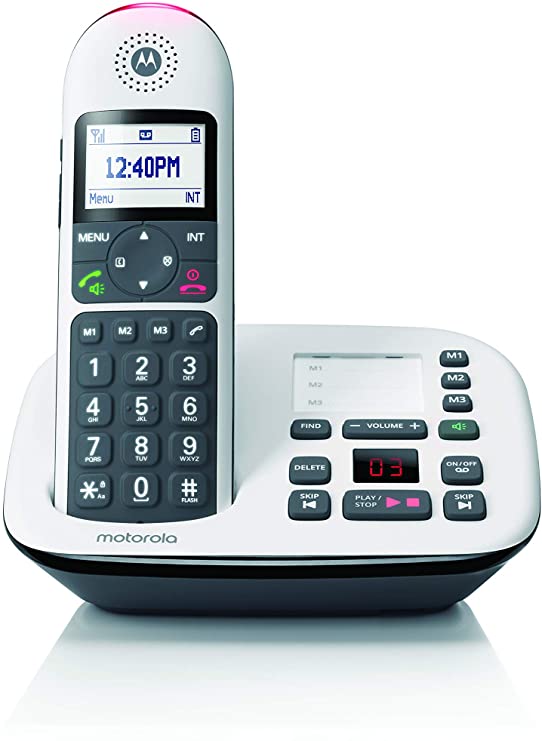 Motorola CD5011 DECT 6.0 Cordless Phone with Answering Machine, Call Block and Volume Boost, White, 1 Handset