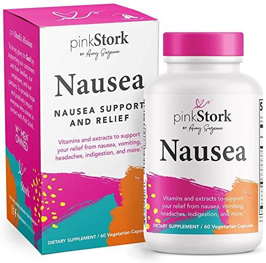 New - Pink Stork Nausea Support: Morning Sickness Relief for Pregnant Mothers   Nausea Relief Supplement with Vitamin B12   Ginger to Reduce Dizziness & Motion Sickness, Women-Owned, 60 Capsules