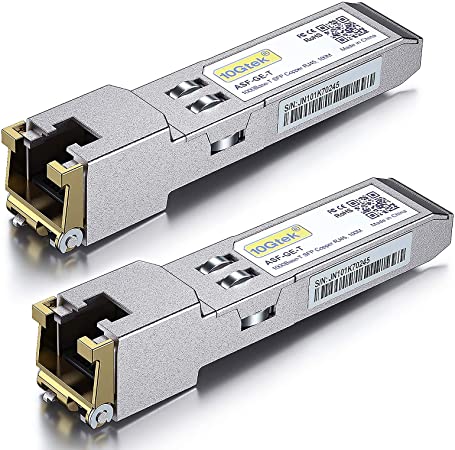 [2 Pack] 1G SFP to RJ45 Mini-Gbic Module - 1000Base-T Copper Transceiver Compatible for Cisco GLC-T/SFP-GE-T, Meraki MA-SFP-1GB-TX, Ubiquiti UF-RJ45-1G, Netgear, Zyxel, D-Link, TP-Link, Supermicro