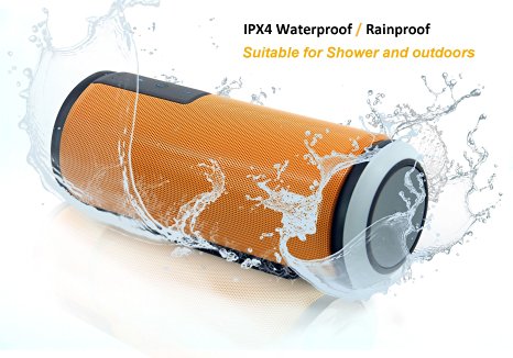 Bluetooth Speaker, Basstyle Universal Portable IPX4 Water Resistant Wireless Speaker CSR 4.0 Bluetooth Speakerphone for Outdoors Sports Riding Camping BBQ and Home Kitchen Bath Shower (TB-26S Orange)