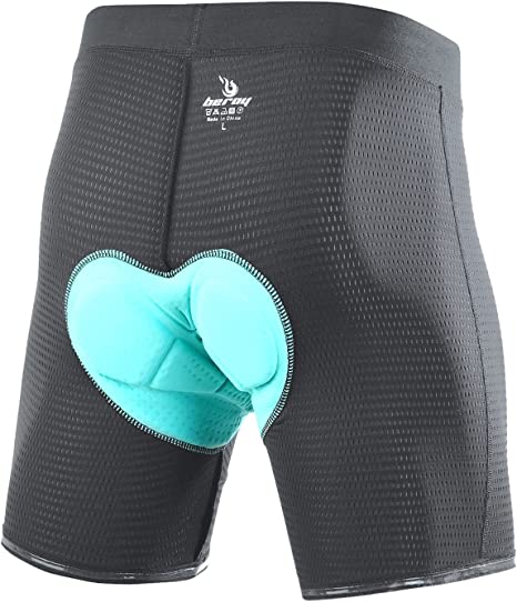 beroy Men's Cycling Underwear 3D Padded Cycle Undershorts MTB Bike Shorts Anti-Slip Design